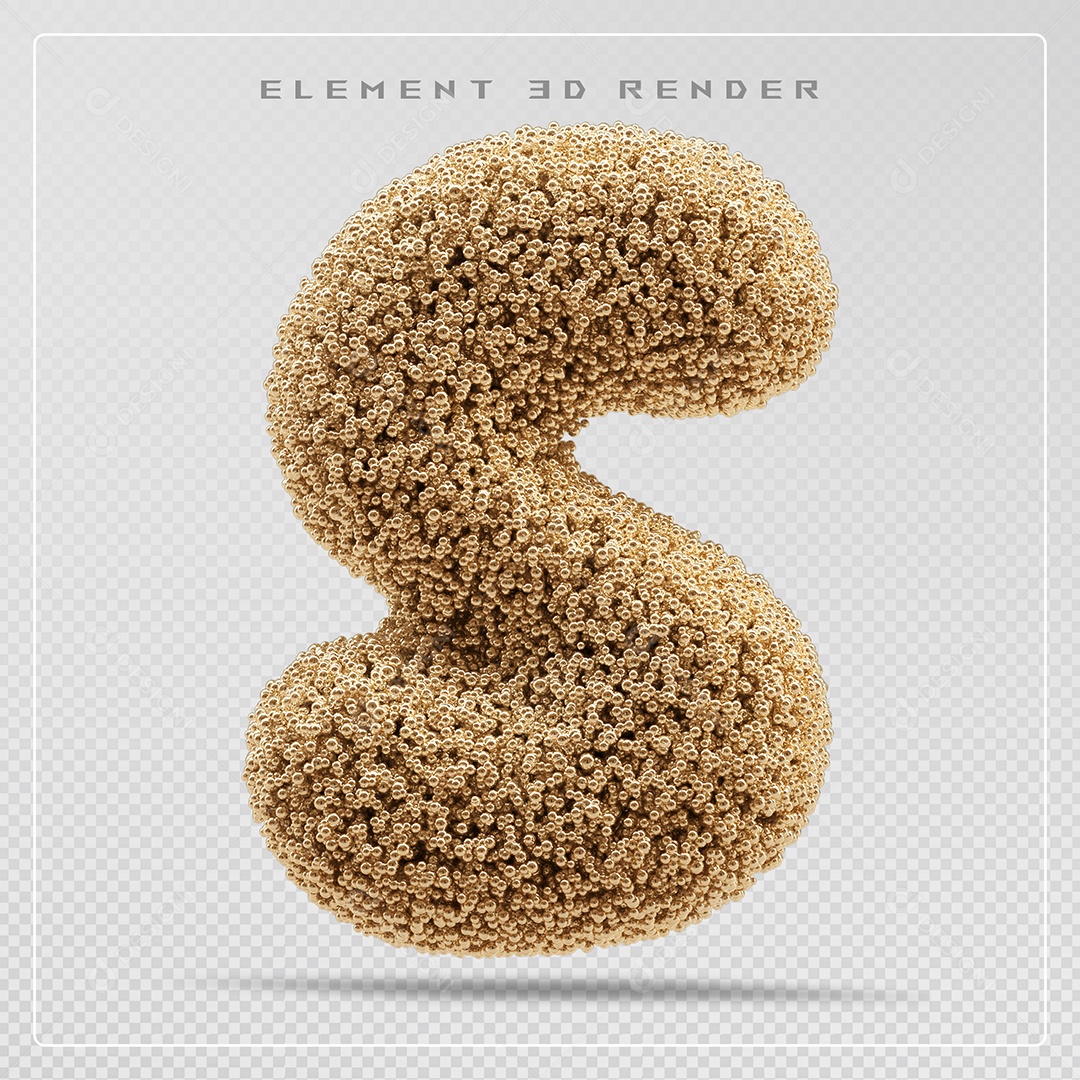 Elemento 3D Letra S Marrom Para Composição PSD