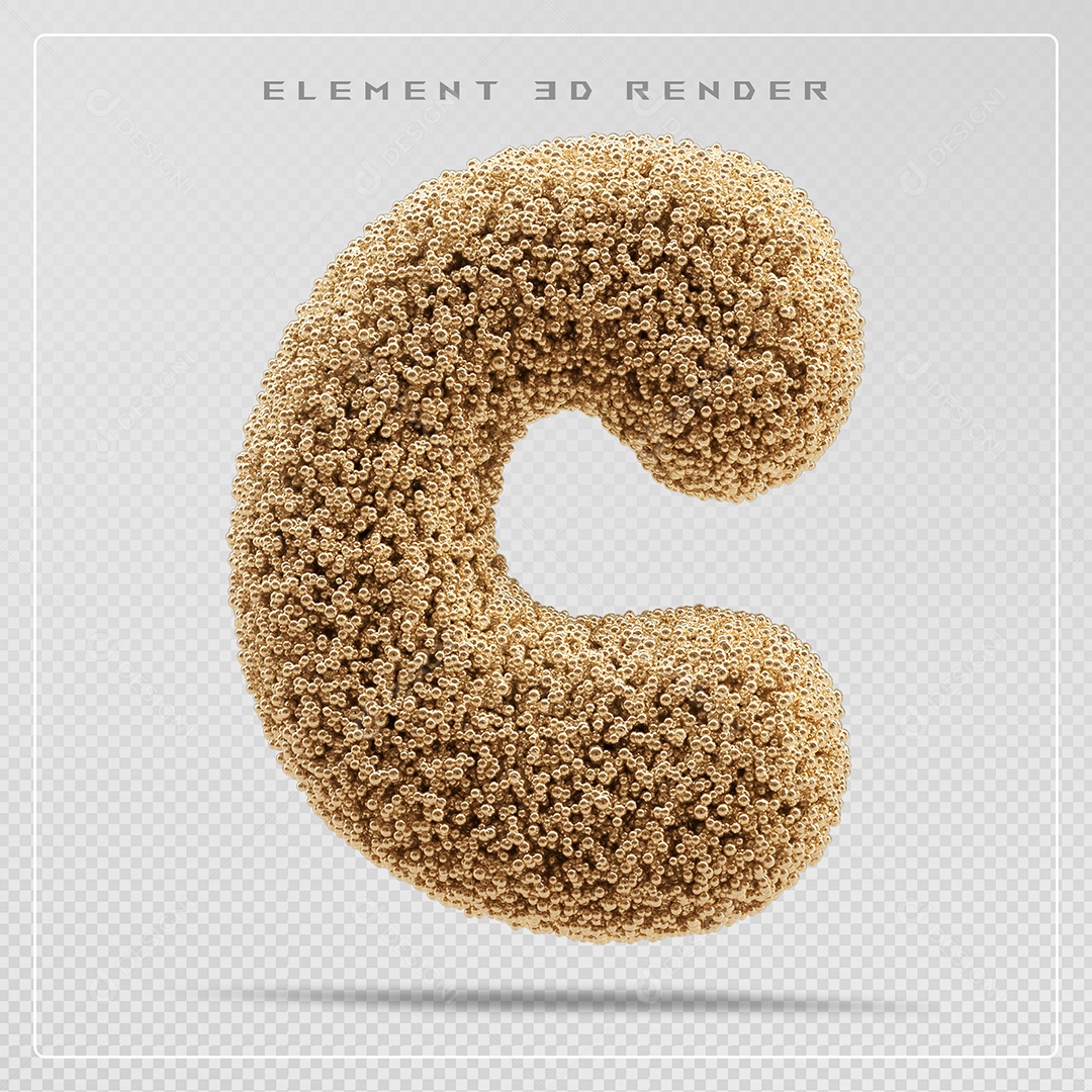 Elemento 3D Letra C Marrom Para Composição PSD