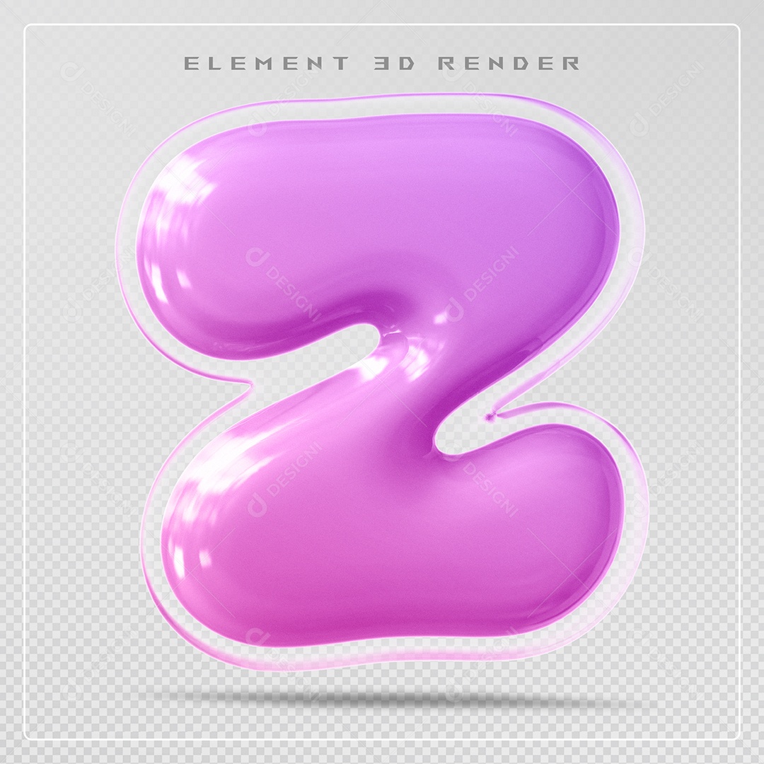 Elemento 3D Letra Z Rosa Para Composição PSD