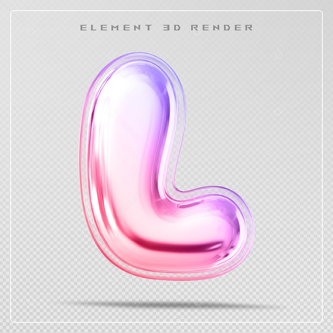 Elemento 3D Letra L Rosa Para Composição PSD