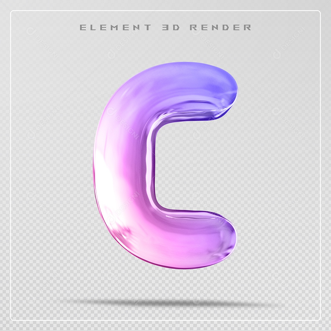 Elemento 3D Letra C Colorido Para Composição PSD