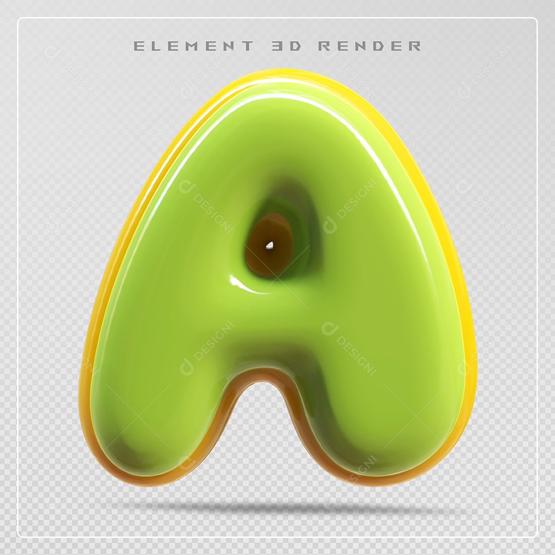 Elemento 3D Letra A Verde Para Composição PSD