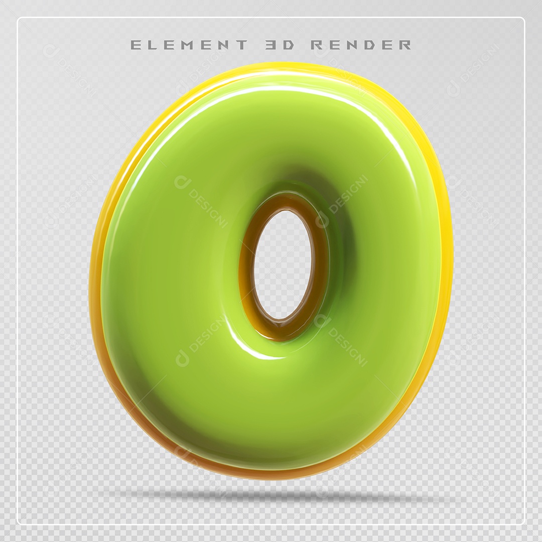 Elemento 3D Letra O Verde Para Composição PSD