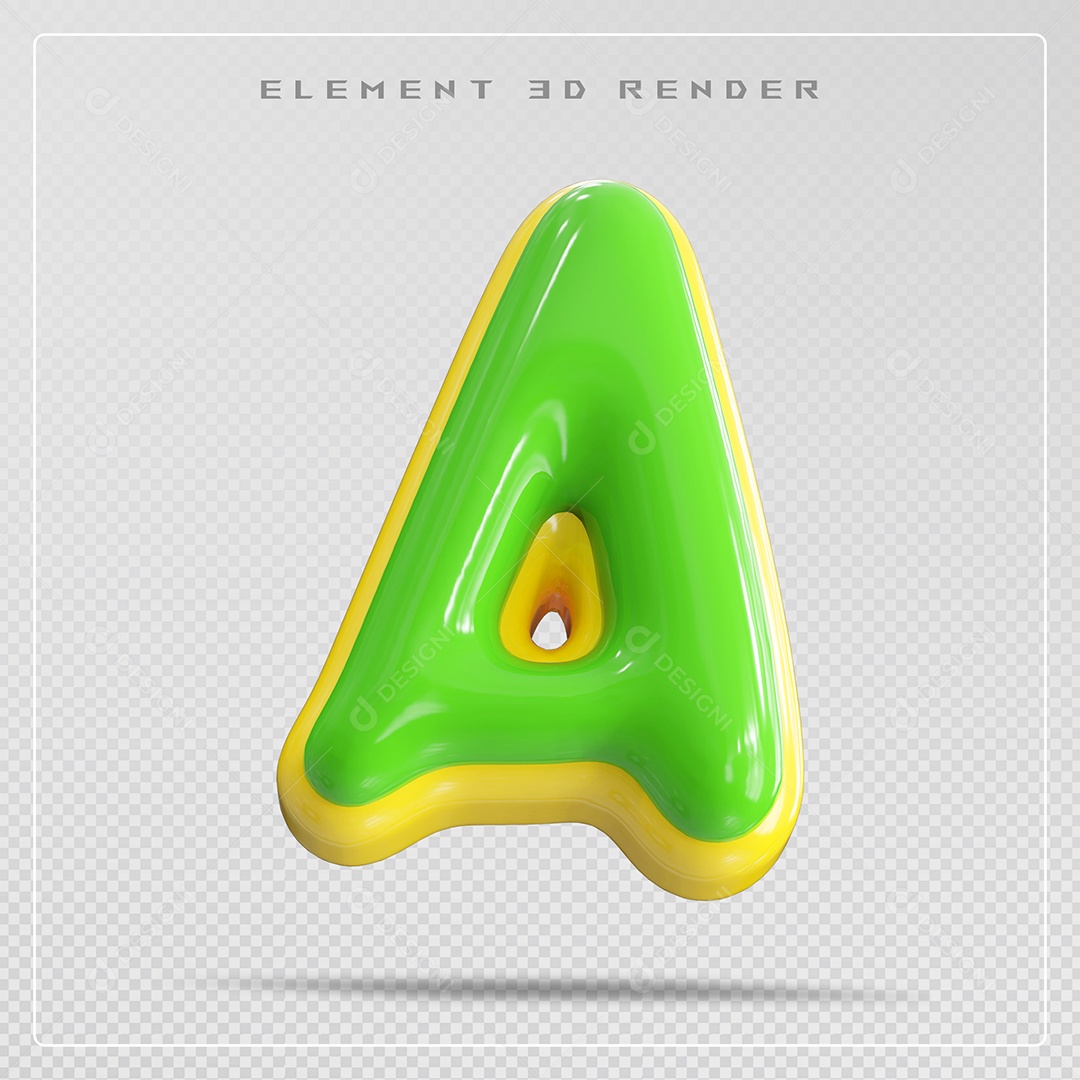 Elemento 3D Letra A Verde Para Composição PSD