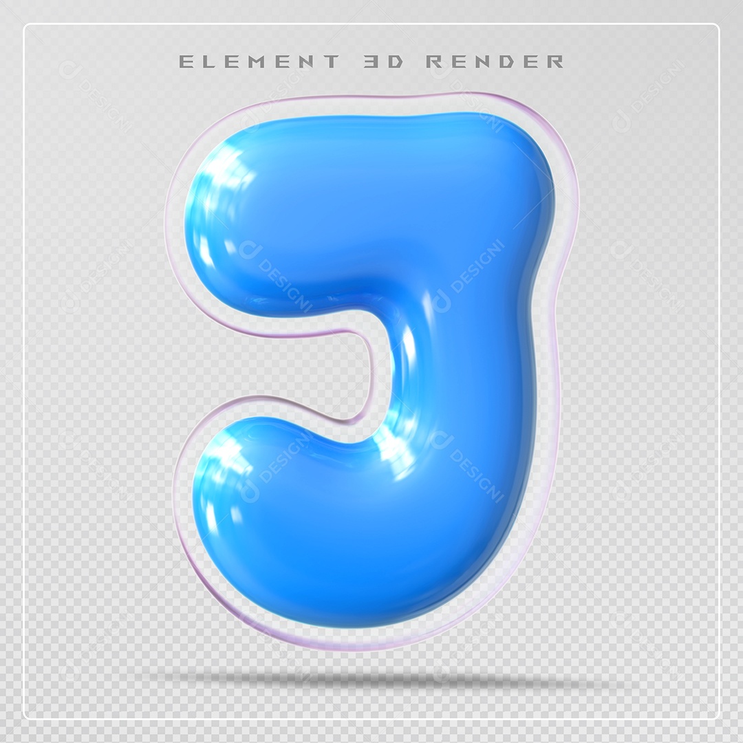 Elemento 3D Letra J Azul Para Composição PSD