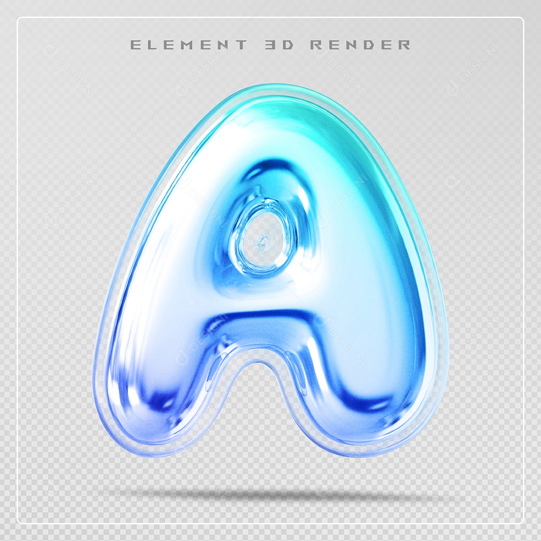 Elemento 3D Letra A Azul Para Composição PSD