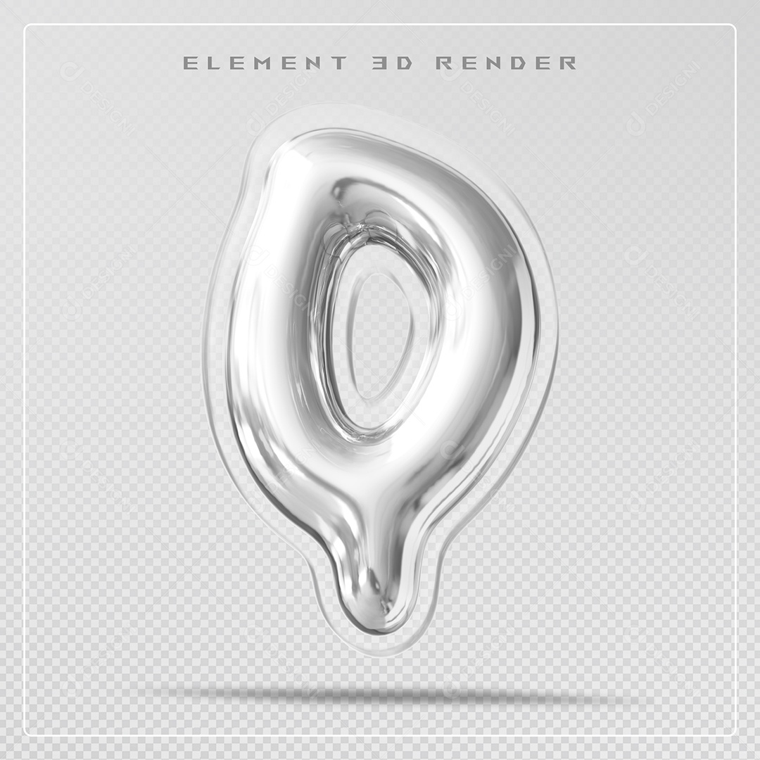 Elemento 3D Letra Q Cinza Para Composição PSD