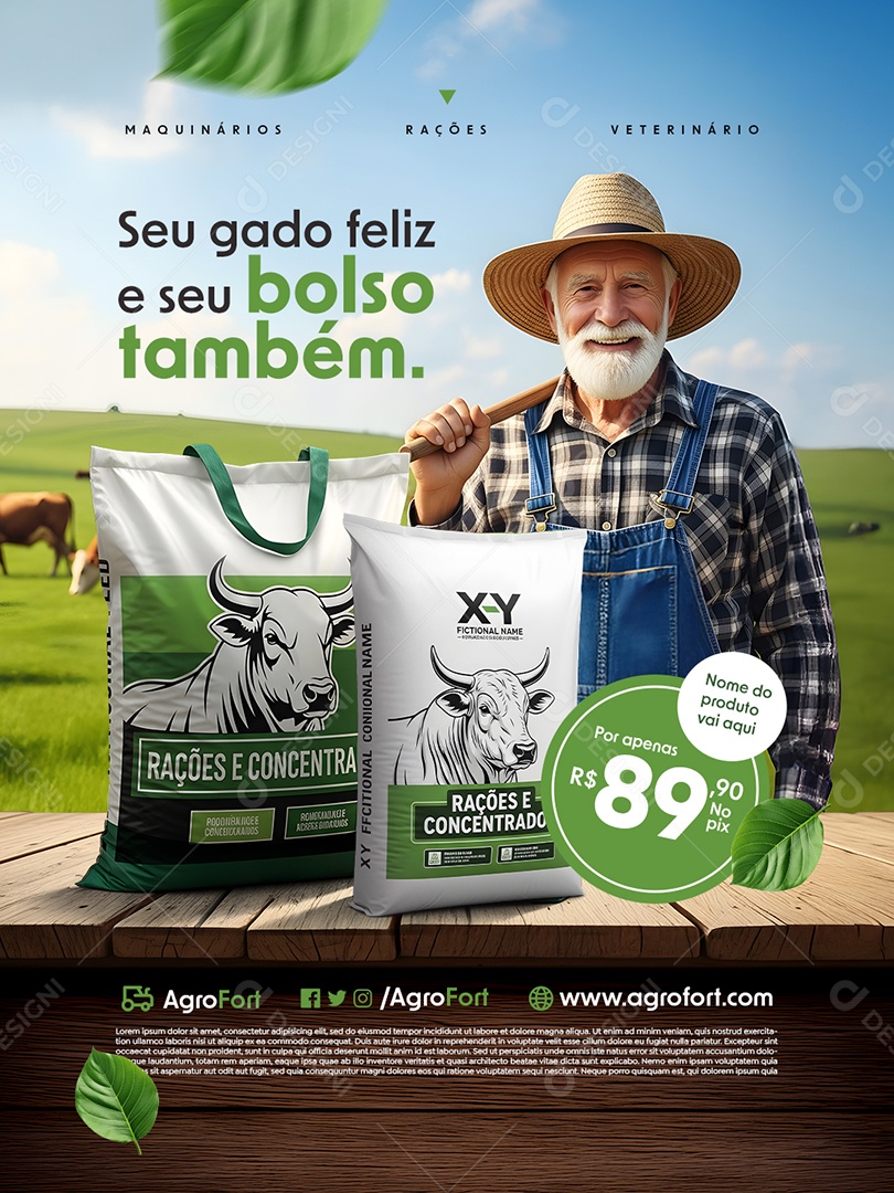 Agro Seu Gado Feliz e Seu Bolso Também Social Media PSD Editável