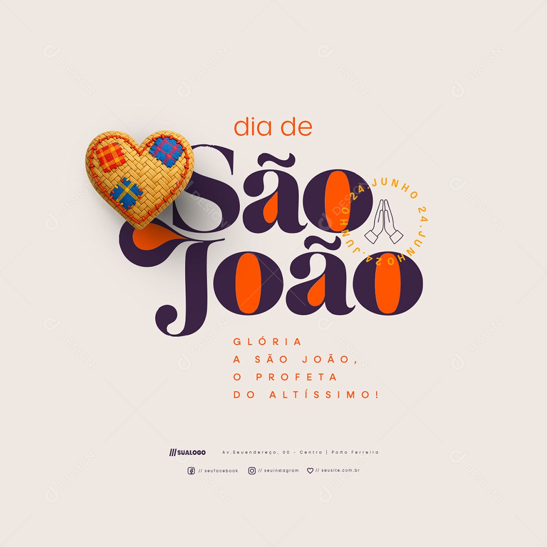 Dia de São João 24 de Junho Social Media PSD Editável