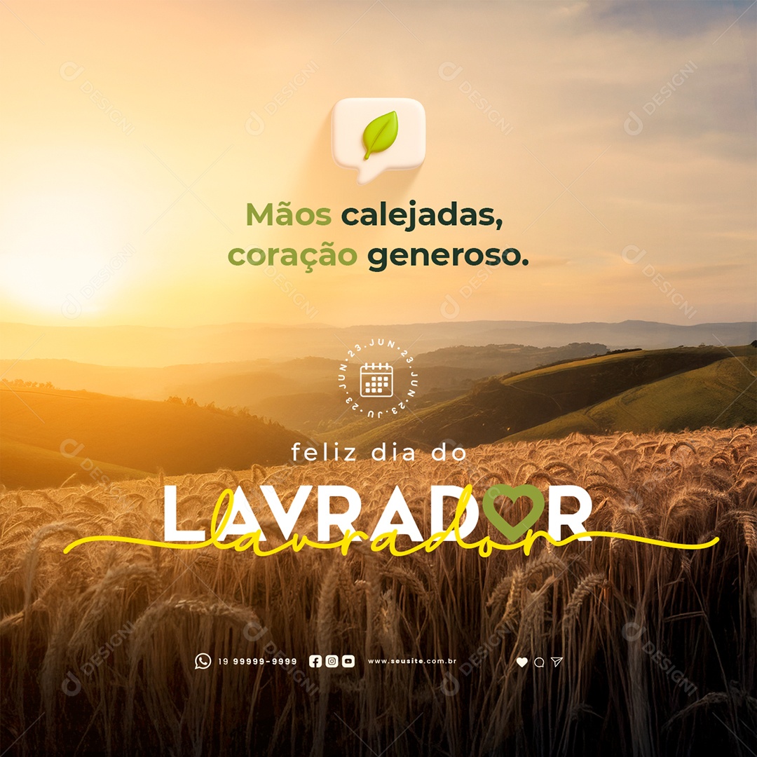 Feliz Dia do Lavrador 23 De Junho Social Media PSD Editável