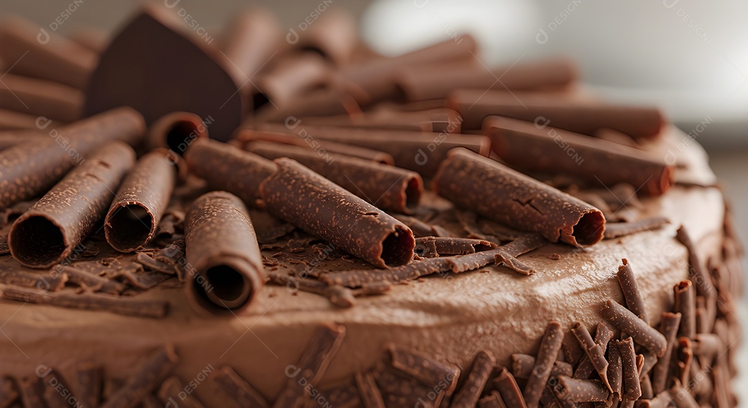 Bolo de chocolate delicioso em uma mesa de concreto