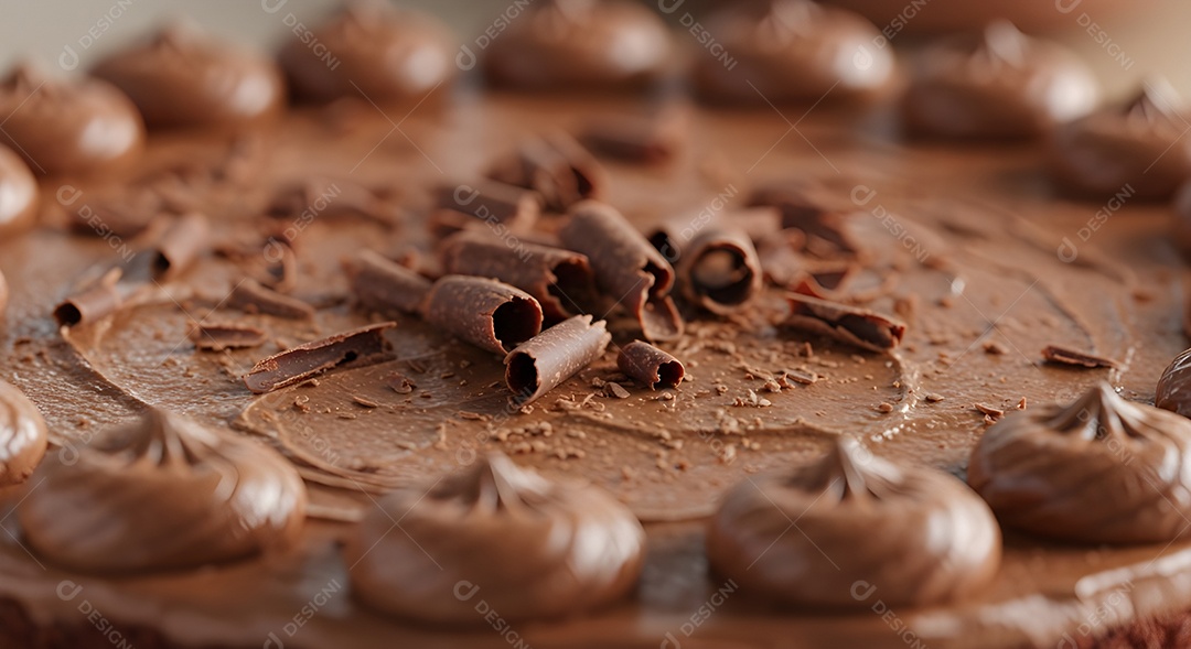 Bolo de chocolate delicioso em uma mesa de concreto