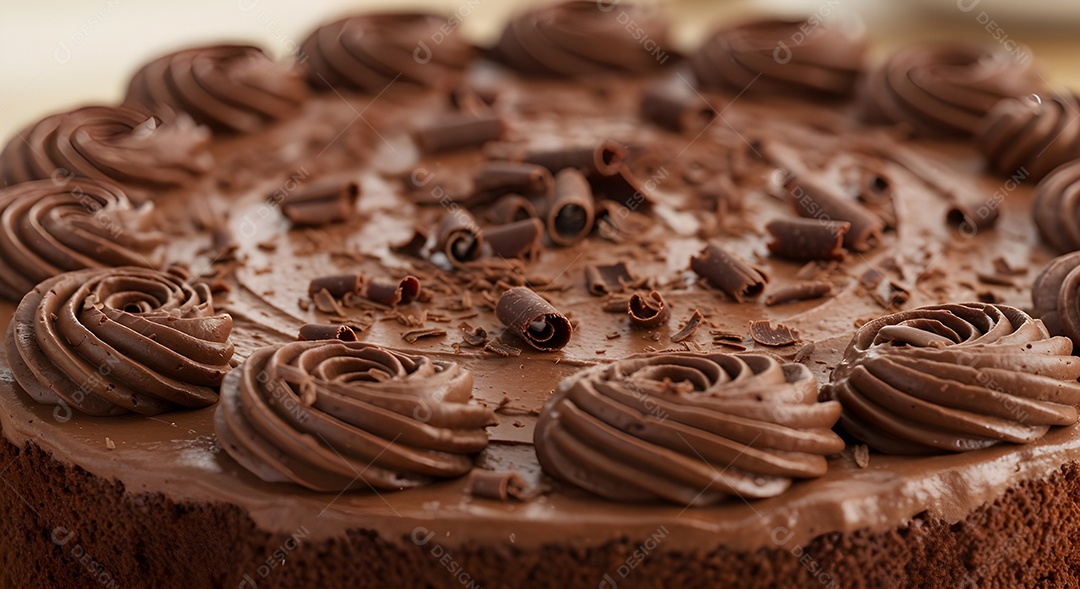 Bolo de chocolate delicioso em uma mesa de concreto
