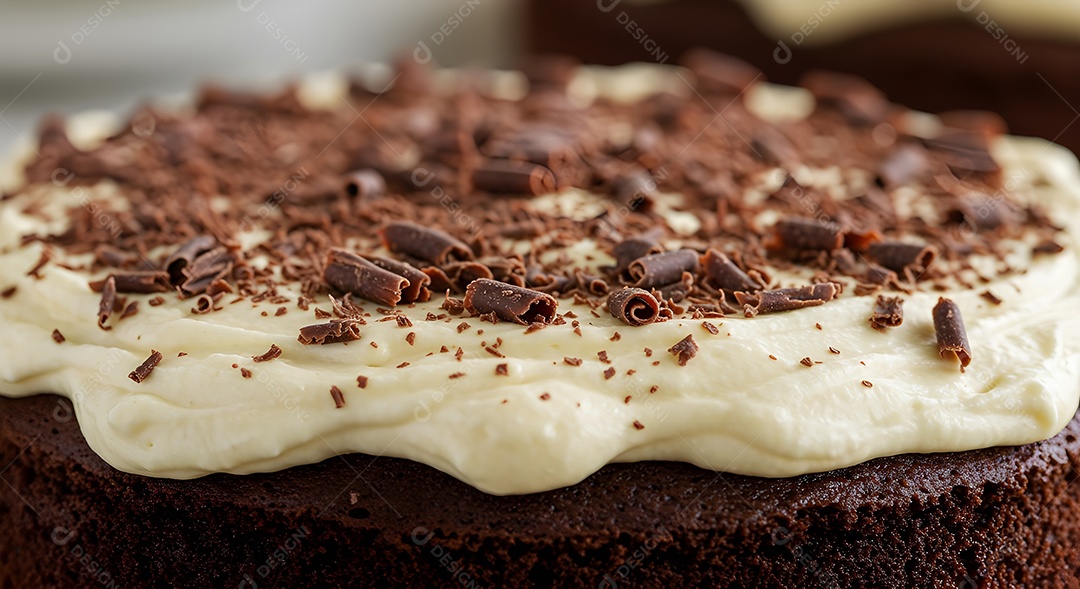 Bolo de chocolate delicioso em uma mesa de concreto