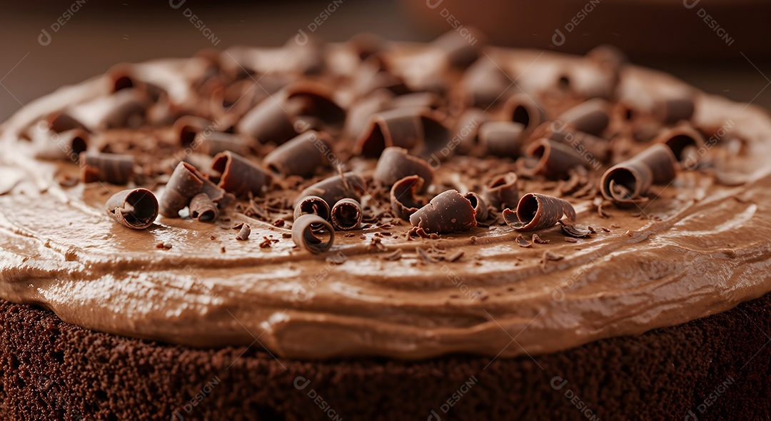Bolo de chocolate delicioso em uma mesa de concreto
