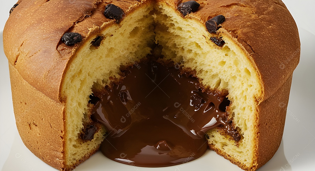 Fatia de chocotone em uma mesa