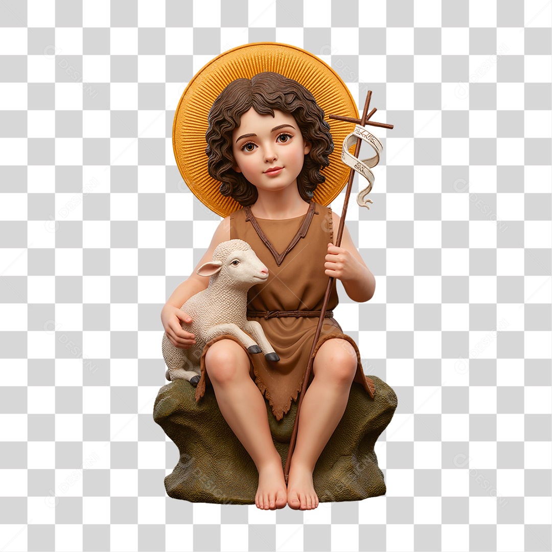 Imagem de Santo com Cordeiro em Posição Sentada PNG Transparente