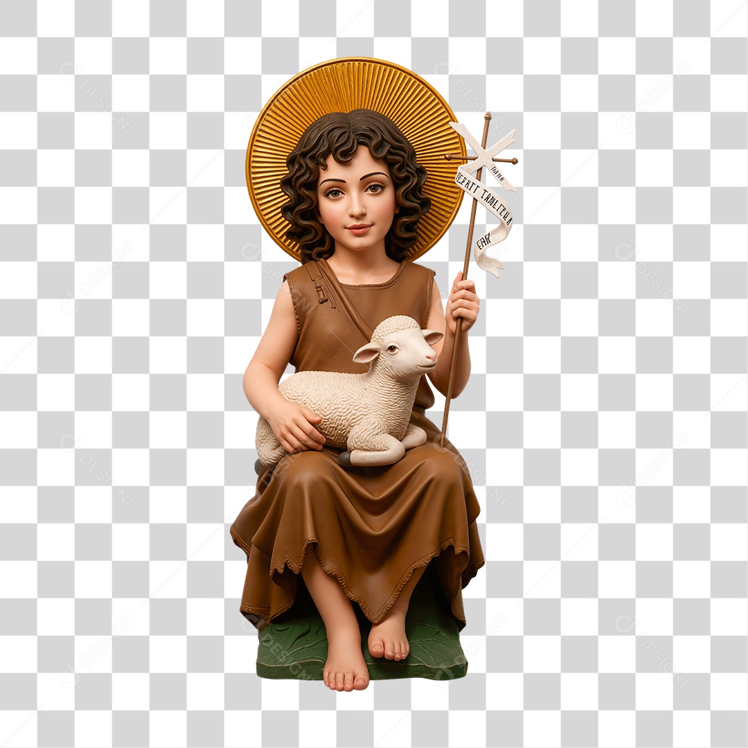 Figura Religiosa de Santo com Cordeiro nos Braços PNG Transparente