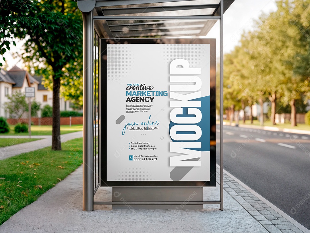 Mockup de Ponto de Ônibus PSD Editável