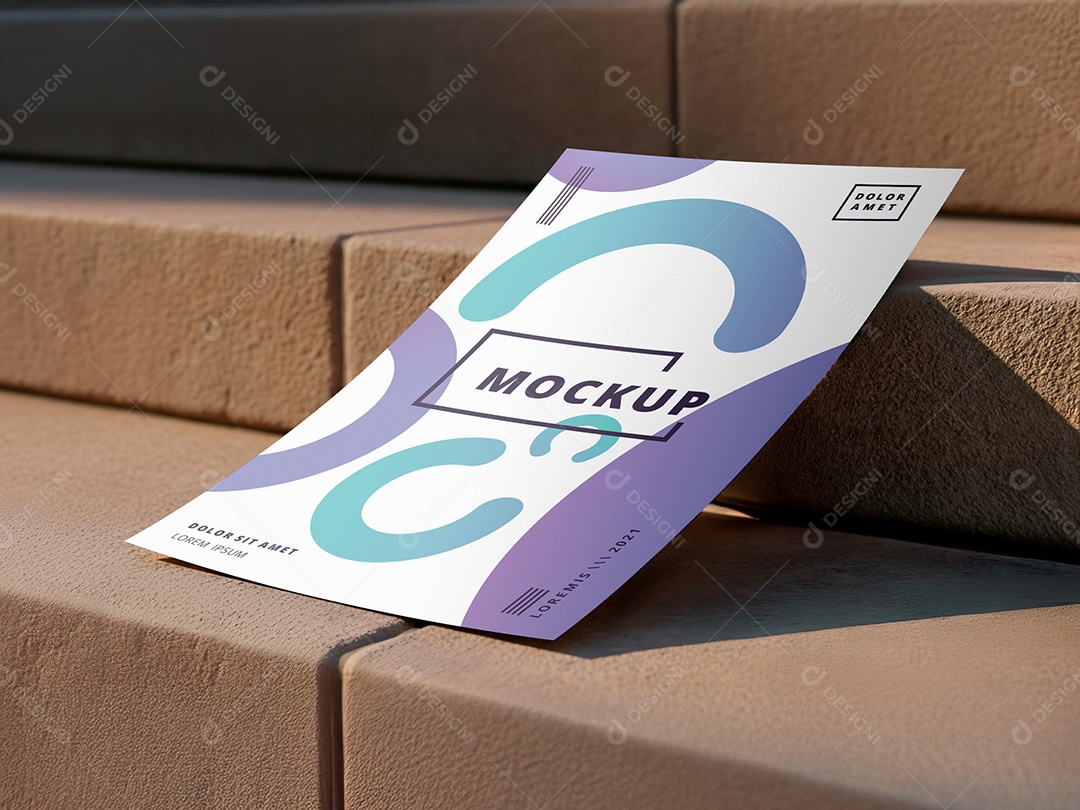 Mockup de Flyer em Escada de Pedra PSD Editável