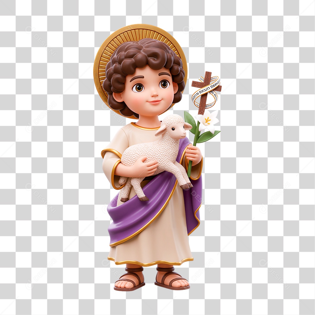 Figura Infantil de Santo com Vestes Claras PNG Transparente