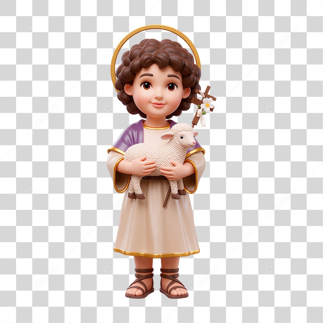 Figura Infantil de Santo com Vestes Claras PNG Transparente