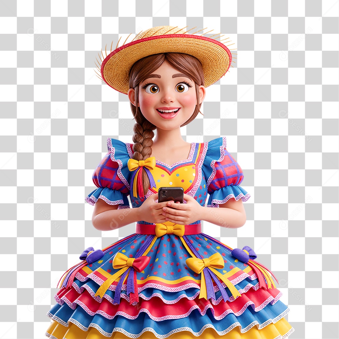 Menina Vestindo Vestido Tradicional Colorido PNG Transparente