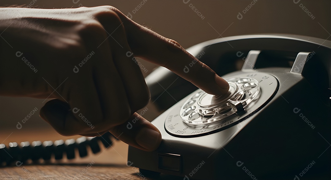 Mão de pessoa discando em um telefone