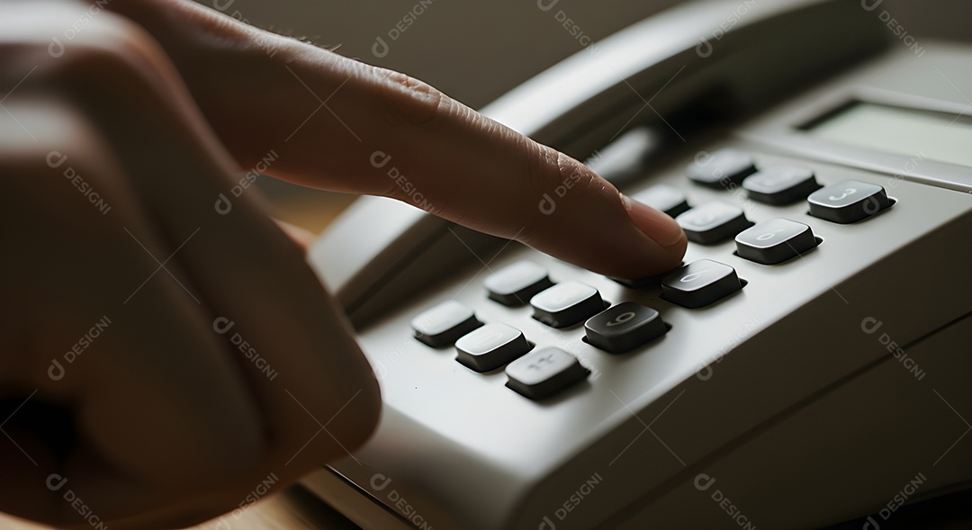 Mão de pessoa discando em um telefone