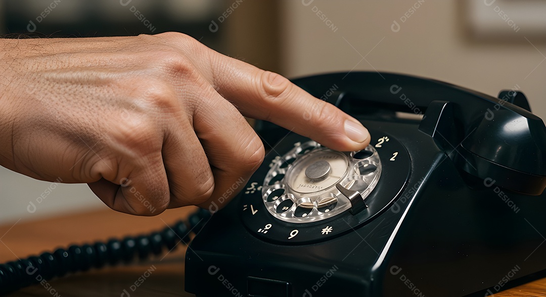 Mão de pessoa discando em um telefone