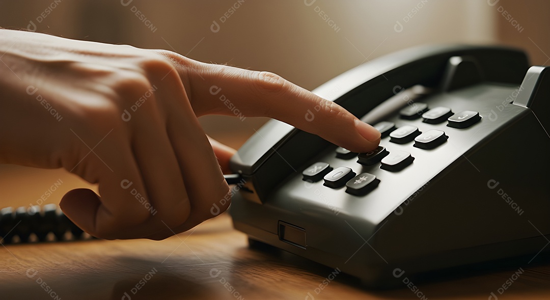 Mão de pessoa discando em um telefone