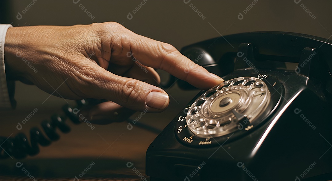 Mão de pessoa discando em um telefone