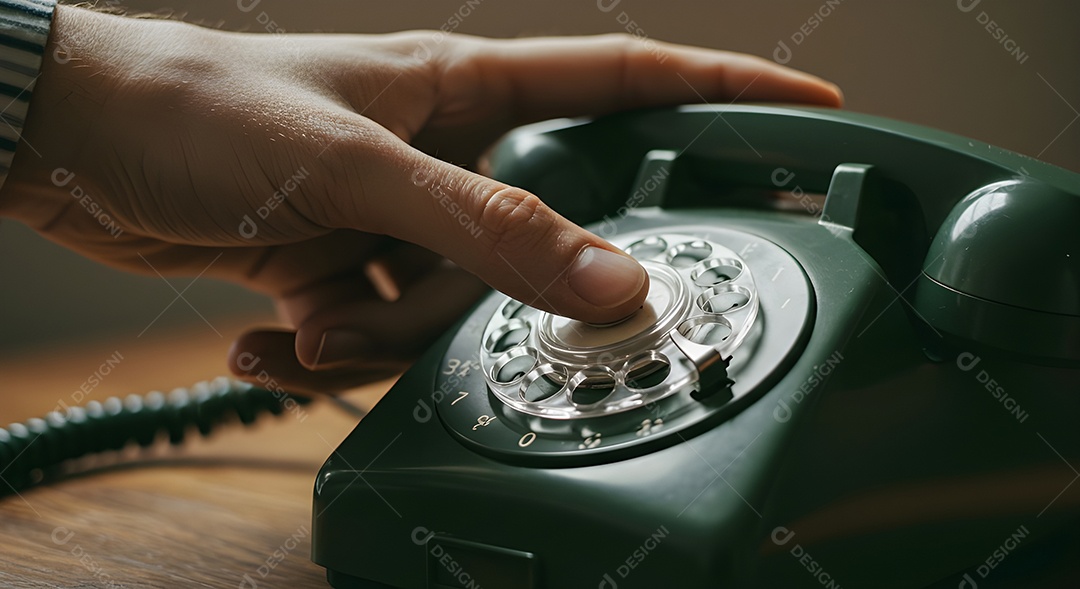 Mão de pessoa discando em um telefone