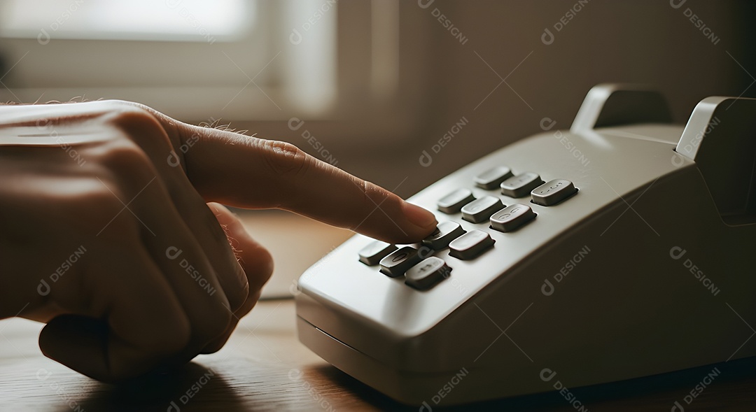Mão de pessoa discando em um telefone