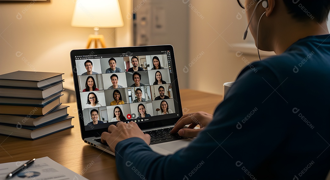 Homem jovem empresário mexendo em seu notebook