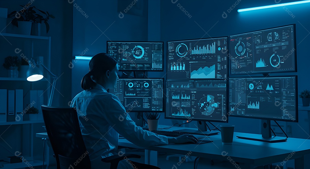 Homem empresário em um escritório mexendo em seu computador