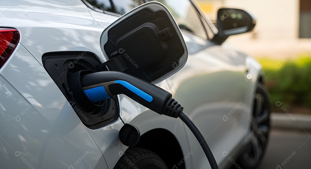 Retrato realista de carro sendo abastecido