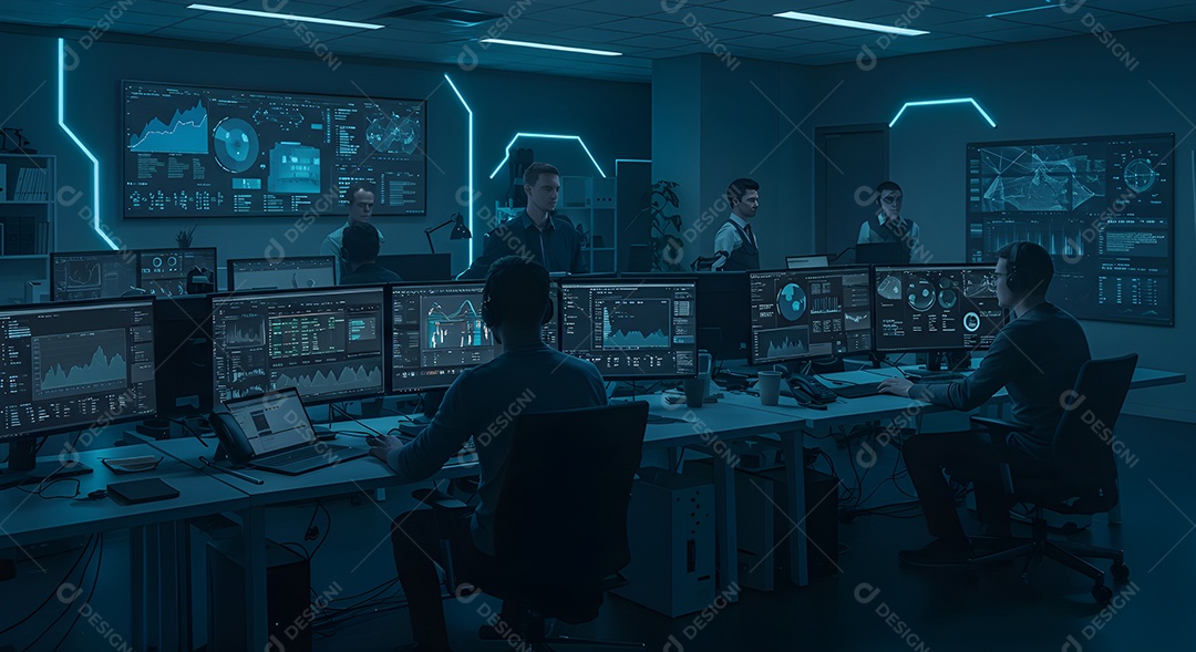 Homem empresário em um escritório mexendo em seu computador