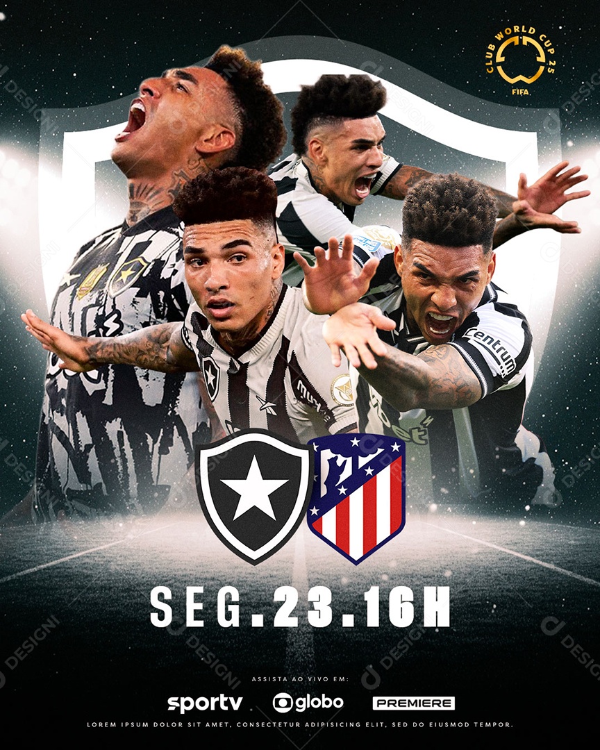 Mundial de Clubes da Fifa Botafogo e Atlético de Madri Social Media PSD Editável