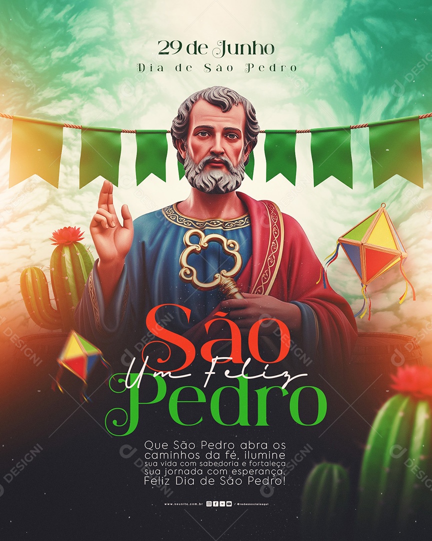 Dia de São Pedro 29 de Junho Social Media PSD Editável