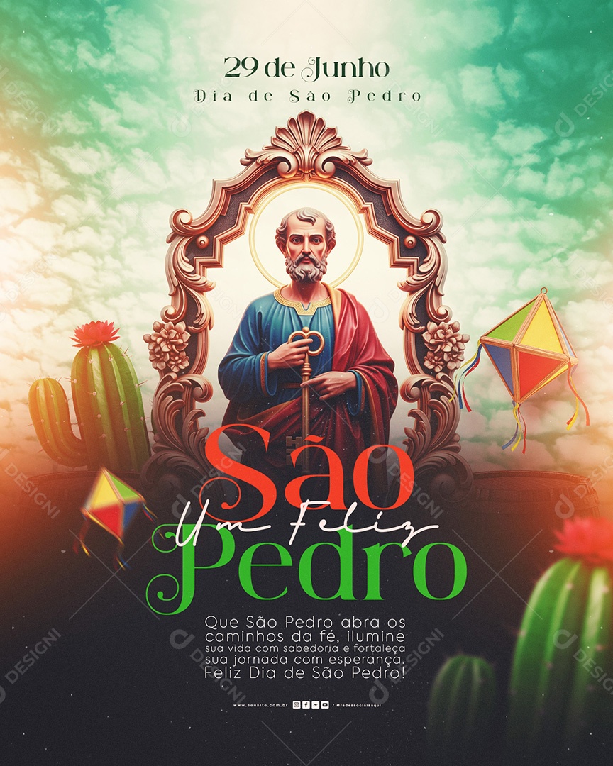 Dia de São Pedro 29 de Junho Social Media PSD Editável