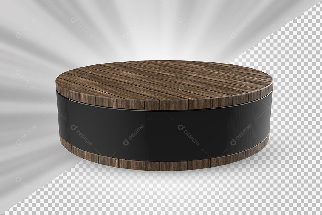 Elemento 3D Podium de Madeira Preto Para Composição PSD