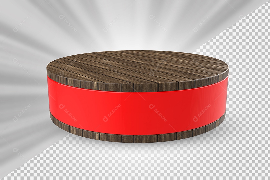 Elemento 3D Podium de Madeira Vermelho Para Composição PSD