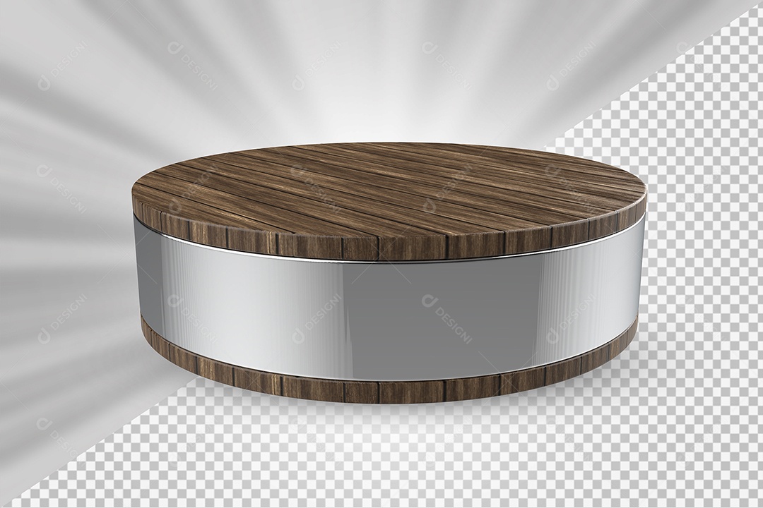 Elemento 3D Podium de Madeira Prata Para Composição PSD