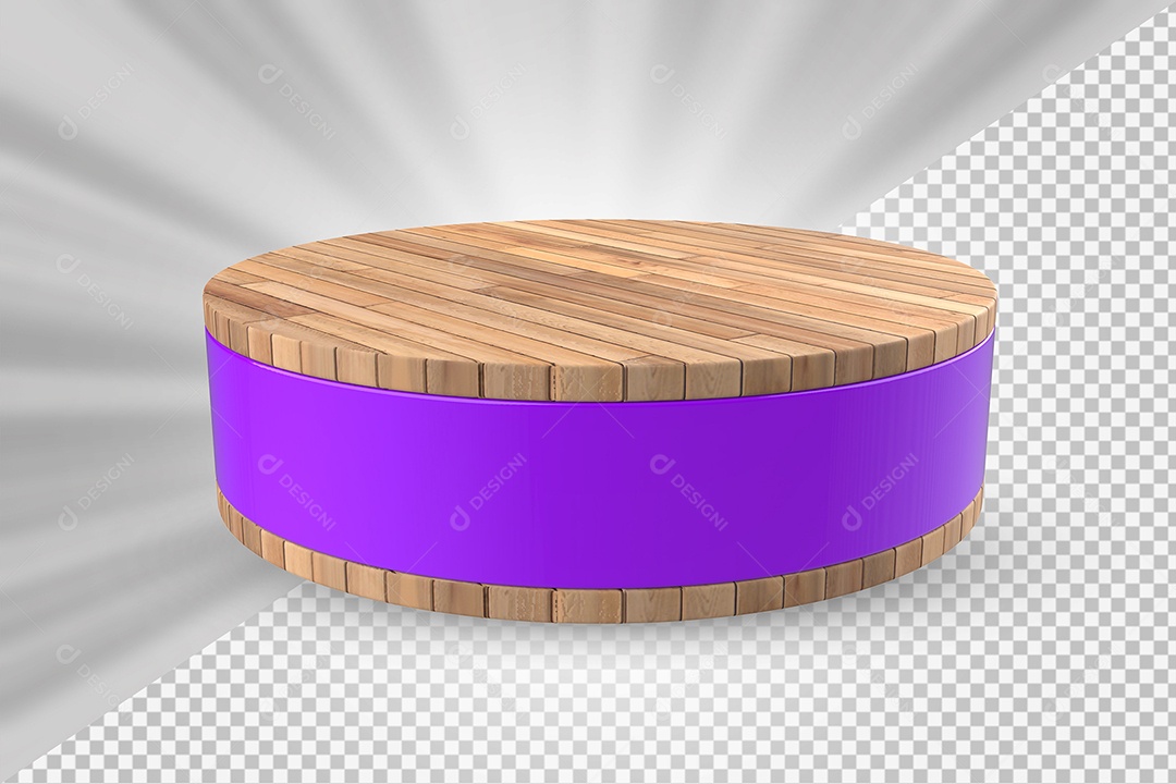 Elemento 3D Podium de Madeira Roxo Para Composição PSD