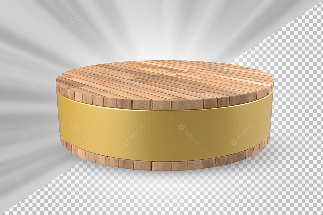 Elemento 3D Podium de Madeira Para Composição PSD
