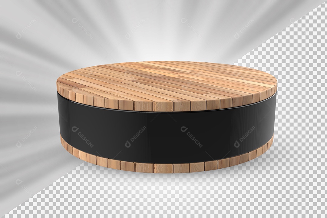 Elemento 3D Podium de Madeira Preto Para Composição PSD