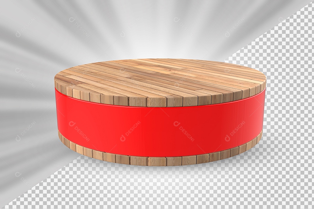 Elemento 3D Podium de Madeira Vermelho Para Composição PSD
