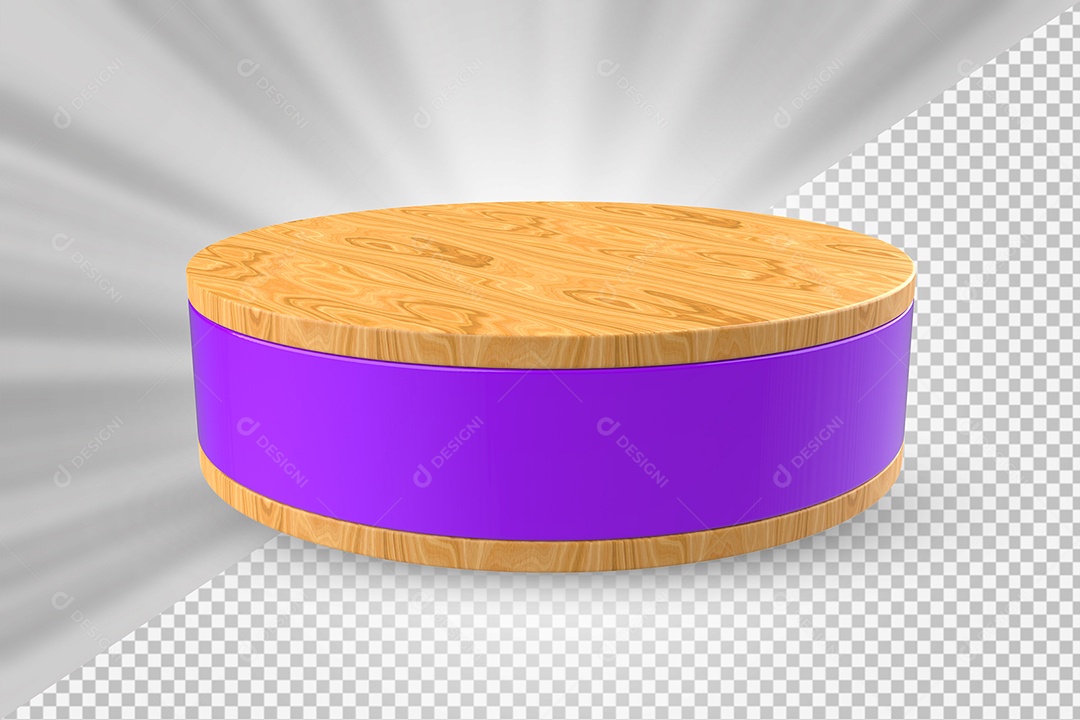Elemento 3D Podium de Madeira Roxo Para Composição PSD