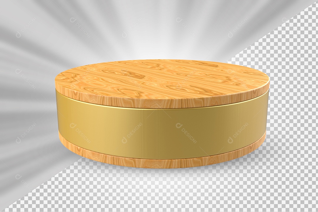 Elemento 3D Podium de Madeira Para Composição PSD